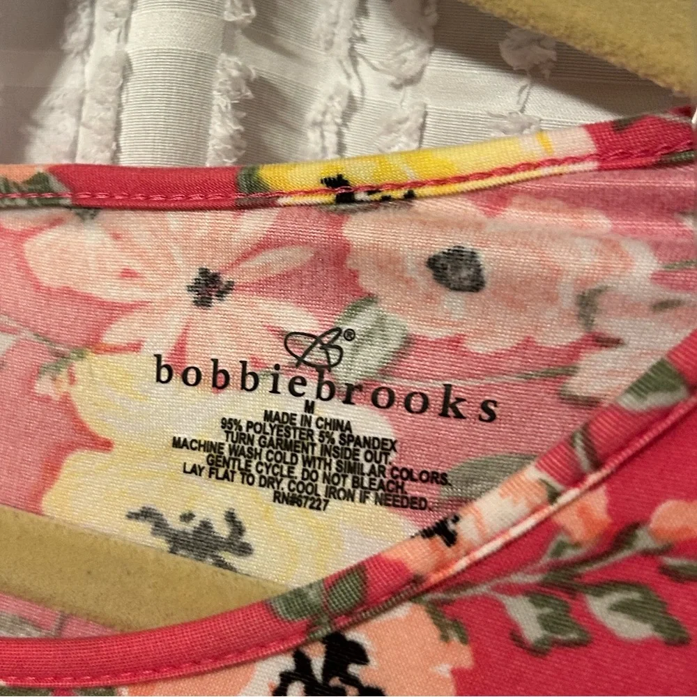 Bobbie Brooks Womens Medium Pink‎ Floral Tunic Tee Shirt Dress